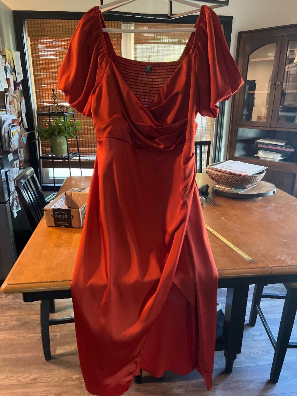 SHEIN copper satin dress